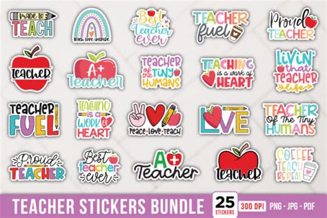 Teacher Printable Stickers Bundle Graphic By Craftlabsvg · Creative Fabrica