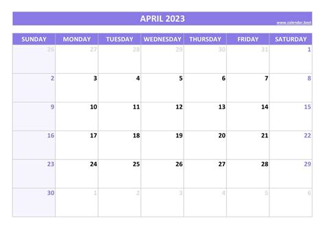 April 2023 Calendar Calendarbest