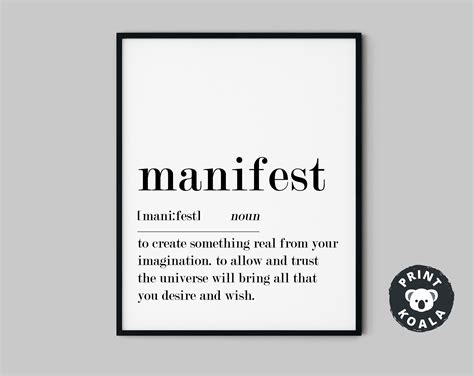 Manifest Definition Print Motivational Poster Inspirational Etsy