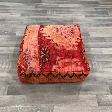 Moroccan Floor Cushion Kilim Pouf Handmade From Boujad Rug Etsy