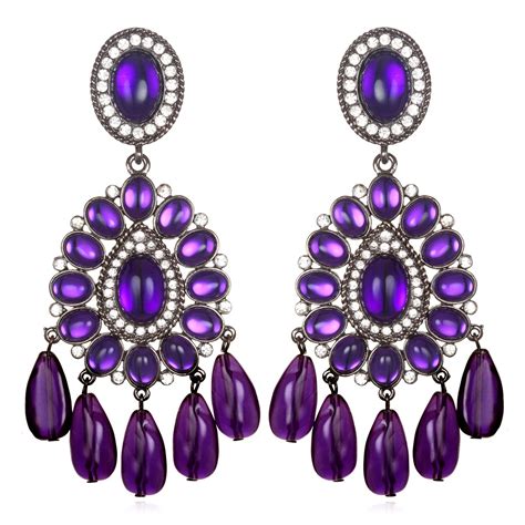 Kenneth Jay Lane Purple Chandelier Earrings In Purple Lyst