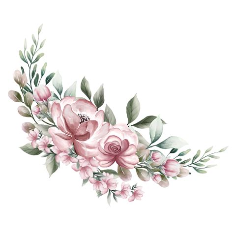 Bouquet Of Pink Watercolor Flowers 13855117 Png