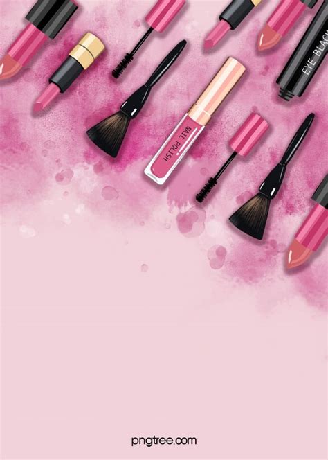 Pink Watercolor Smudged Cosmetics Background Makeup Poster Pink