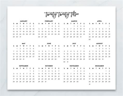 2023 Minimalist Printable Calendar 2023 Planner 2023 Etsy Canada