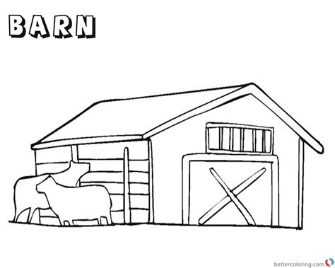 Barn Coloring Pages With Two Cows Free Printable Coloring Pages