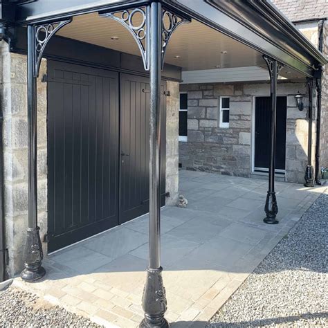 Decorative wrought iron fences are beautiful and sturdy, and can add an air of elegance to your home or garden. Verandas Porches & Canopies | Black ... | Porch canopy ...