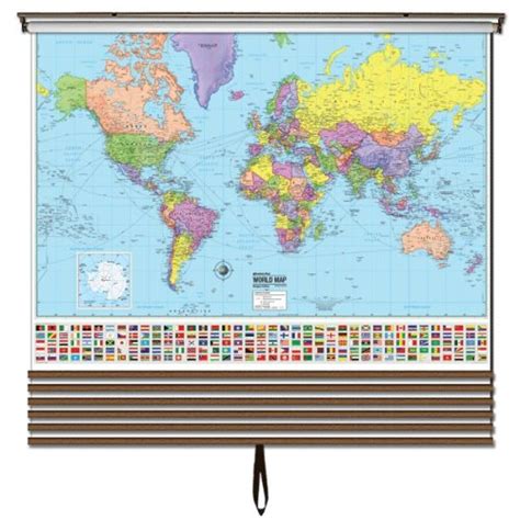 ADVANCED POLITICAL WALL MAPS SET ROLLER W BACKBOARD 7 MAP CHOICES AND