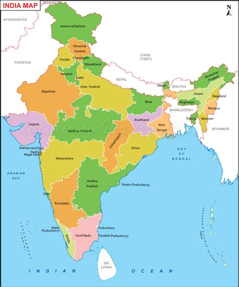 India Map Political Map Of India India State Map