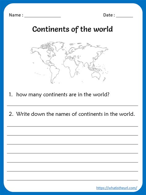 World Continents Worksheet Your Home Teacher
