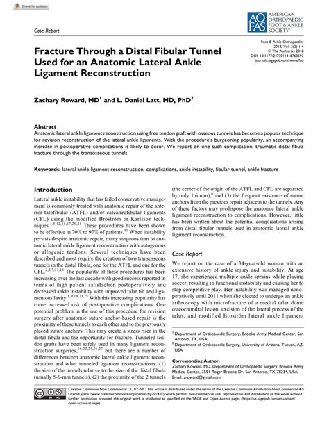 Pdf Fracture Through A Distal Fibular Tunnel Used For An Anatomic