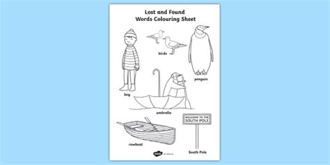 Words Colouring Sheet To Support Teaching On Lost And Found