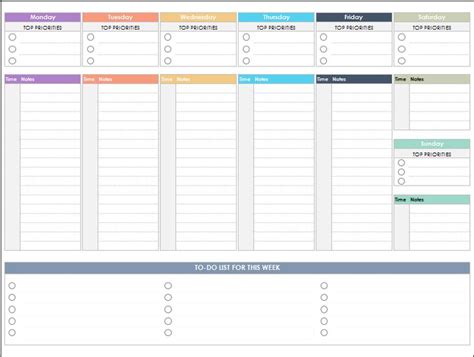 Weekly Planner With To Do List Excel Template Planner Etsy Excel