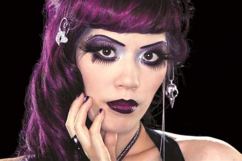 Purple Hair Latex Dress And Feathers Fashion Editorial In