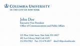 Columbia University Business Cards