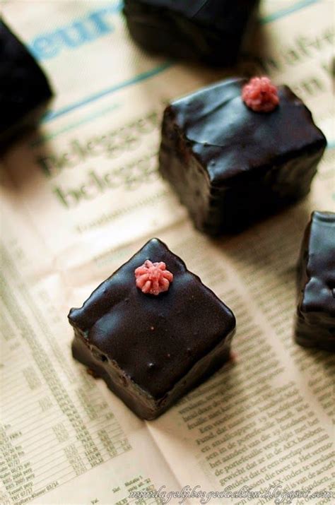 Chocolate Gingerbread Petit Fours With Blackberry Buttercream Petit