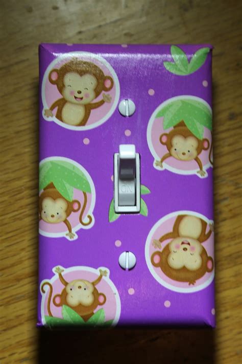 Pink Monkey Light Switch Cover Kids Baby Boy Girl Home Room Decor