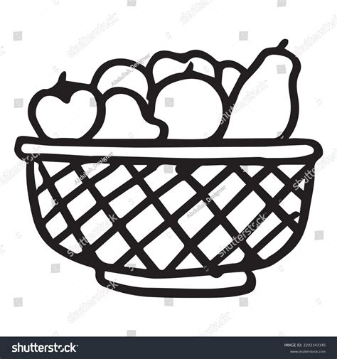 Fruit Basket Coloring Page Kids Vector: เวกเตอร์สต็อก (ปลอดค่าลิขสิทธิ์