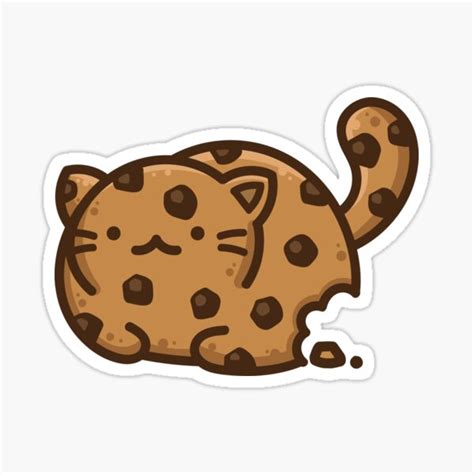 Chocolate Chip Cat Cookie Sticker By Mictoon Redbubble