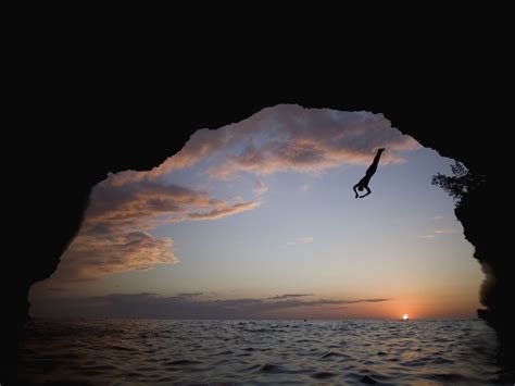 Sunset Dive Cliff Diving Cliff Jumping Diving