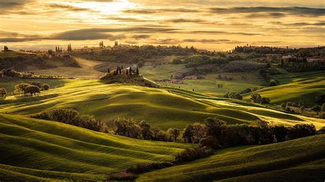 Hd Wallpaper Italy Tuscany Landscape 8k Sunset Village 4k Grass