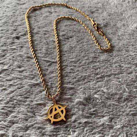 Vintage Gold Anarchy Playboi Carti Lil Peep Style Pendant Necklace