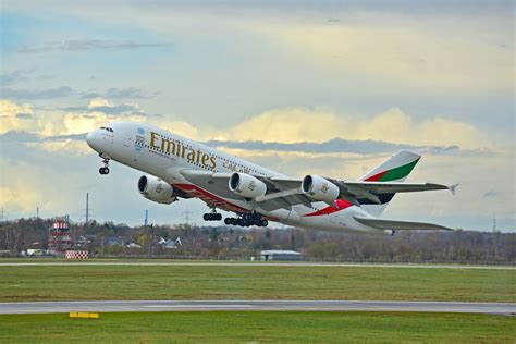 Emirates A380 Taking Off Dusseldorf Airport Emirates A380