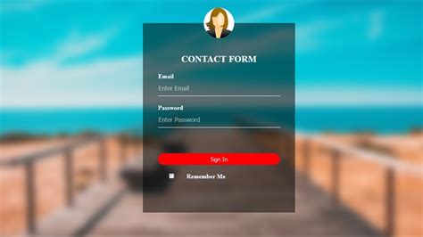Transparent Html Login Form With Blur Background Youtube