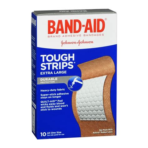 Band Aid Tough Strips Adhesive Bandages Extra Large Pack No 10