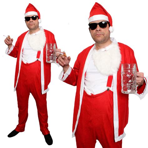Adults Naughty Santa Costume Bad Sleazy Father Christmas Funny Fancy
