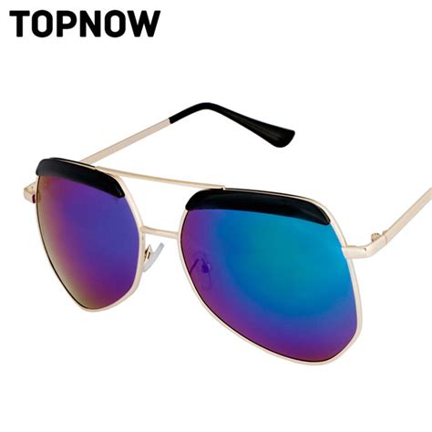 New Polygon Sunglasses Women Brand Designer Fashion Vintage Metal Frog Mirror Sun Glasses Men