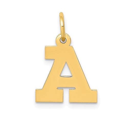 14k Yellow Gold Uppercase Initial Letter A Alphabet Pendant Charm Ckl