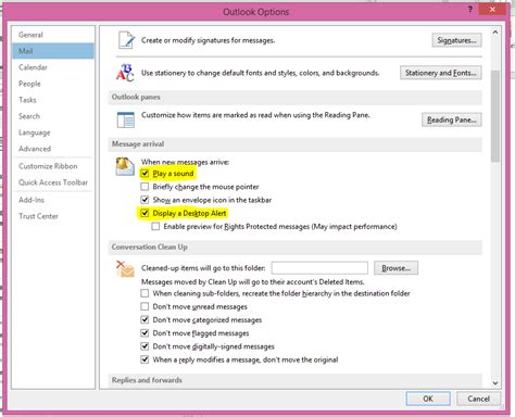 Enable And Disable Outlook Notifications