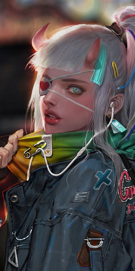 Download Devil Girl Cyberpunk Girl Warrior Art 1080x2160 Wallpaper