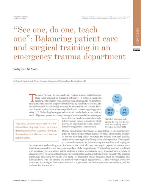 Pdf See One Do One Teach One Balancing Patient Care And Surgical