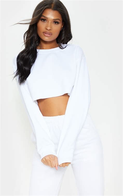 white ultimate cropped sweater tops prettylittlething aus