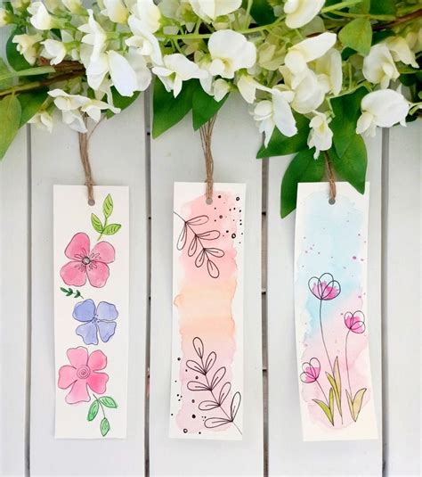 Watercolor Floral Bookmarks Set Of 3 Handmade Flower Etsy