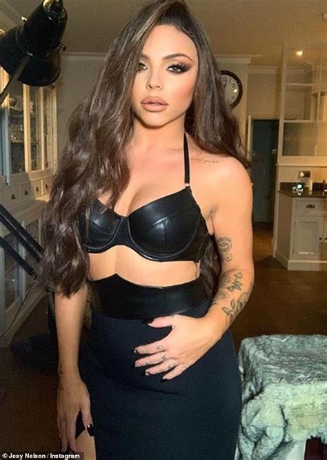 Jesy Nelson Slips Her Incredible Curves Into A Leather Bra In Sensual Snap Daily Mail Online