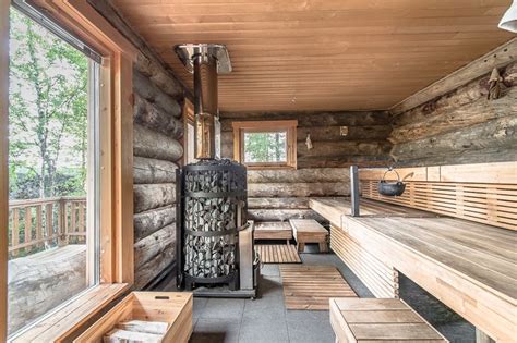 After your sauna, you will be able to rest in a lounger facing the. Luxury log cabin in Finland | Sauna design, Sauna house ...