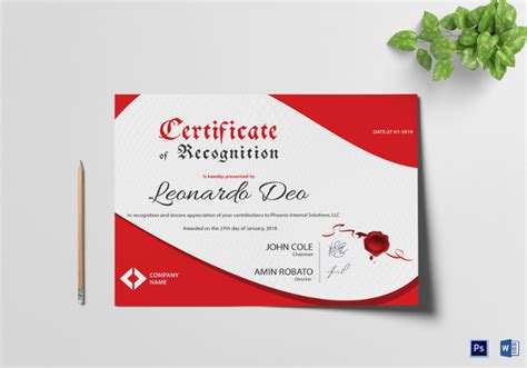 certificate  recognition template   word