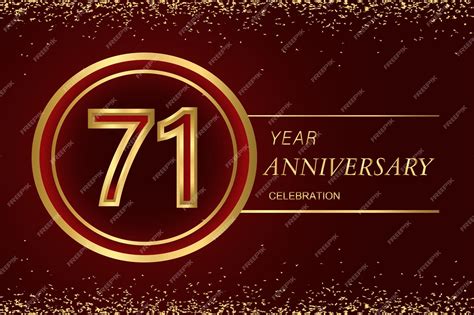 Premium Vector 71 Anniversary Logo With Confetti And Golden Ring