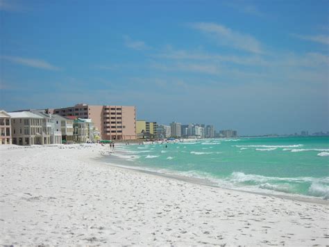 The Beach In Destin Fllooking East From The Jetty On Holiday Isle
