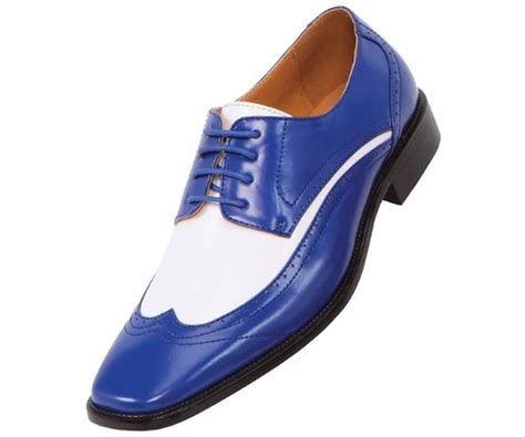 Amali Mens Two Tone Royal Blue And White Wingtip Oxford Dress Shoe