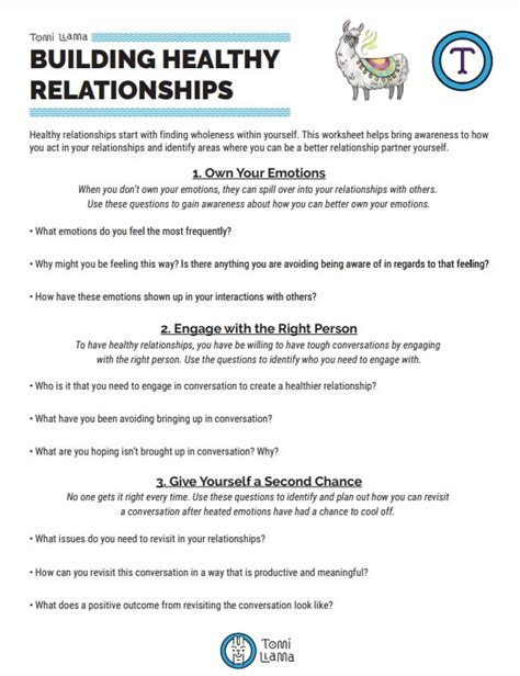 Worksheets On Healthy Relationships