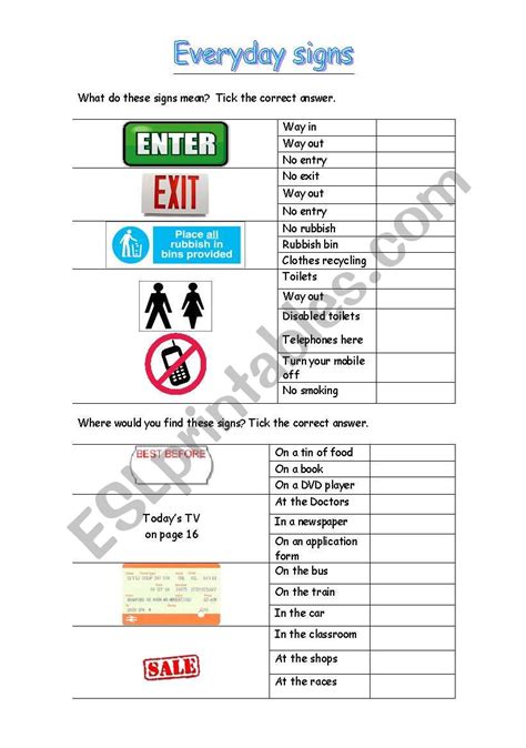 Signs And Symbols 3 Esl Worksheet By Jpayne