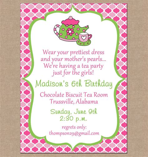 Girl Invitation High Tea Bunting Birthday Party Can Etsy Tea Party