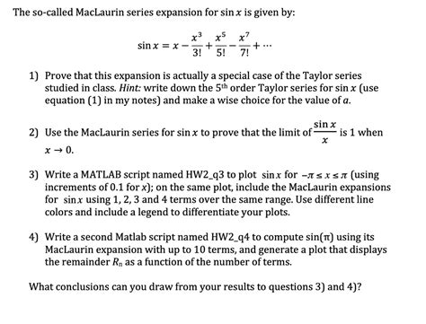 Solved Called Maclaurin Series Expansion Sin X Given 3 5