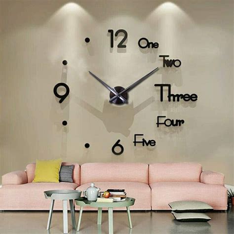 Modern Frameless 3D DIY Wall Clock For Living Room Bedroom Kitchen