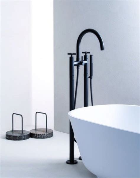 Aquatica Celine Floor Mounted Bath Filler Sku 108 Black Matte Contemporary Bathroom