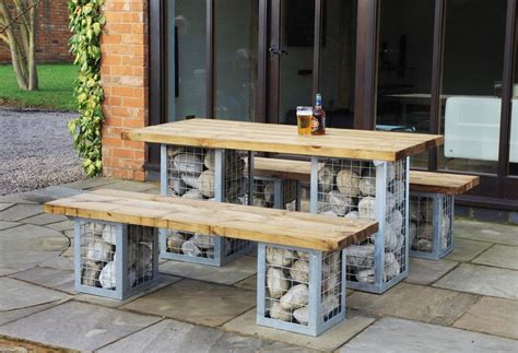 Moorvalley ergo 3 seater bench. Woodberry of Leamington Spa: Gabion picnic table and bench ...