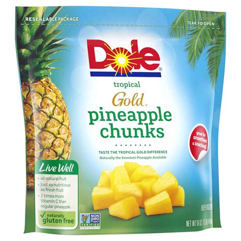 Dole Frozen Pineapple Chunks 16oz Bag Garden Grocer